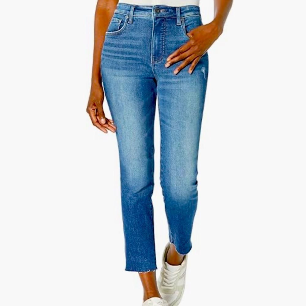 KUT from the Kloth Reese High-Rise Ankle Straight Leg Raw Hem Size 2